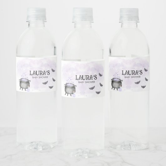 Purple Baby is Brewing Halloween Baby Shower Waterfles Etiket (Flessen)