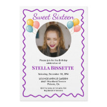 Purple Balloons Photo Sweet Sixteen Birthday 