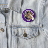 Purple Baseball Player Photo High School Spirit Ronde Button 5,7 Cm (In situ)