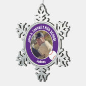 Purple Baseball Player Photo High School Tin Sneeuwvlok Ornament (Rechts)