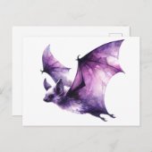 Purple Bat Flying Watercolor Art Briefkaart (Voorkant / Achterkant)