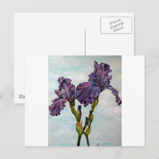 Purple bearded iris flowers briefkaart (Voorkant / Achterkant)