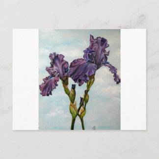 Purple bearded iris flowers briefkaart
