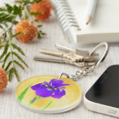 Purple Bearded Iris Painting - Cute Original Dog A Sleutelhanger (Voorkant Rechts)
