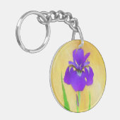 Purple Bearded Iris Painting - Cute Original Dog A Sleutelhanger (Voorkant Links)