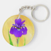 Purple Bearded Iris Painting - Cute Original Dog A Sleutelhanger (Achterkant)