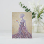 Purple Beautiful Alien Lady With Orange Juice Briefkaart (Staand voorkant)