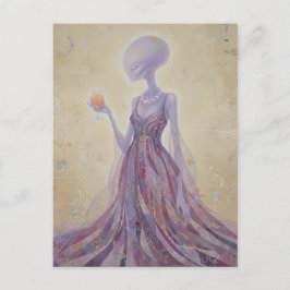 Purple Beautiful Alien Lady With Orange Juice Briefkaart
