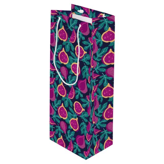 purple beautiful fig pattern blue wijn cadeautas (Voorkant Gekanteld)