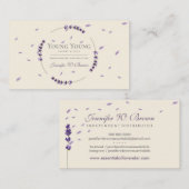 Purple beige Lavender Circle Frame Essential Oils Visitekaartje (Voorkant / Achterkant)