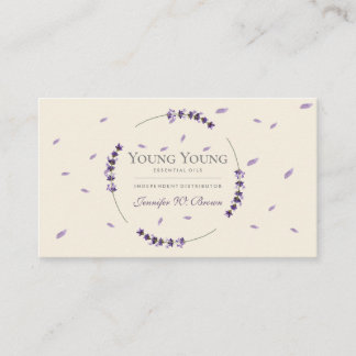 Purple beige Lavender Circle Frame Essential Oils Visitekaartje