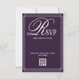 Purple Beige Luxury Wedding RSVP Kaartje