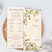 Purple Berry & Greenery Wedding Program Card Kaart