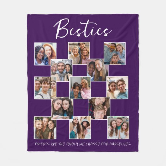 Purple Best Friends Photo Grid Fleece Deken (Voorkant)