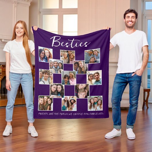Purple Best Friends Photo Grid Fleece Deken