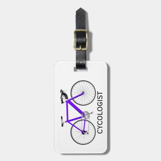 Purple Bicycle On White Bagagelabel (Voorkant verticaal)