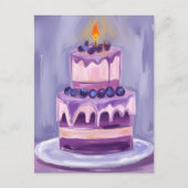 Purple Birthday Cake | Watercolor Briefkaart (Voorkant)