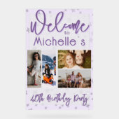 Purple Birthday Party Photo Collage Welcome Acryl Bord (Voorkant)