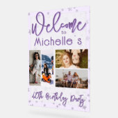 Purple Birthday Party Photo Collage Welcome Acryl Bord (Hoek)