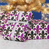 Purple Black Baroque Fleur-de-lis Pattern Design  Cadeaupapier