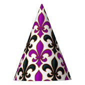 Purple Black Baroque Fleur-de-lis Pattern Design  Feesthoedjes (Voorkant)