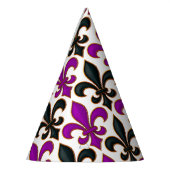 Purple Black Baroque Fleur-de-lis Pattern Design  Feesthoedjes (Links)