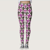 Purple Black Baroque Fleur-de-lis Pattern Design  Leggings (Voorkant)
