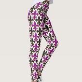 Purple Black Baroque Fleur-de-lis Pattern Design Leggings