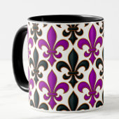 Purple Black Baroque Fleur-de-lis Pattern Design  Mok