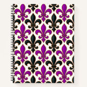 Purple Black Baroque Fleur-de-lis Pattern Design  Notitieboek (Voorkant)