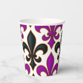 Purple Black Baroque Fleur-de-lis Pattern Design Papieren Bekers (Achterkant)