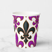 Purple Black Baroque Fleur-de-lis Pattern Design Papieren Bekers (Rechts)