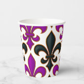Purple Black Baroque Fleur-de-lis Pattern Design Papieren Bekers (Voorkant)
