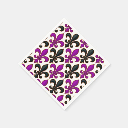 Purple Black Baroque Fleur-de-lis Pattern Design  Servet (Hoek)