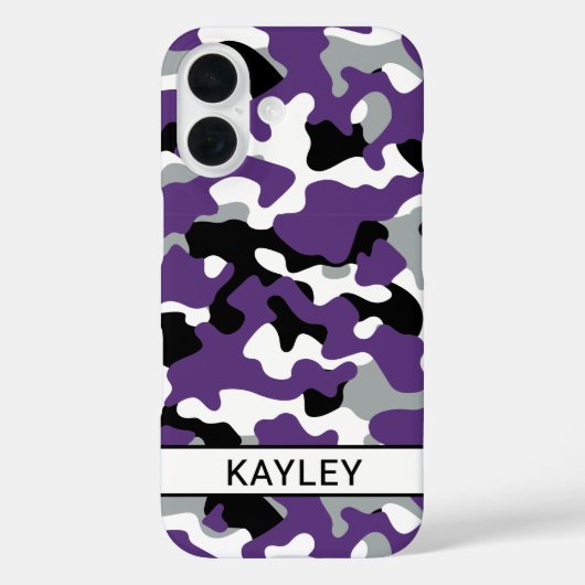 Purple Black Camouflage Personalized Case-Mate iPhone Case (Achterkant)