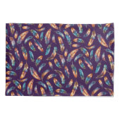 Purple Black Feather Print - Reversible Boho Art Kussensloop (Achterkant)