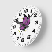 Purple Black Filled Freckled Butterfly Ronde Klok (Hoek)