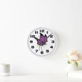 Purple Black Filled Freckled Butterfly Ronde Klok (Huis)