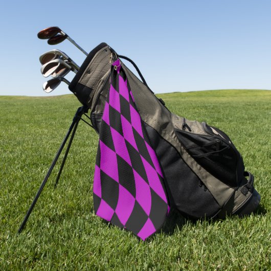 Purple Black Harlequin Diamonds Checkers Design  Golfhanddoek (Groen)