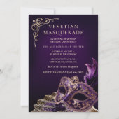 Purple Black Masquerade Ball Elegant Venetian  Kaart (Voorkant)