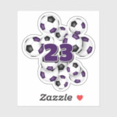 purple black soccer balls sticker w jersey number (Vel)