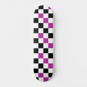 Purple Black White Checkered Pattern Design  Persoonlijk Skateboard (Voorkant)