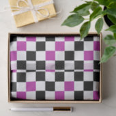 Purple Black White Checkered Pattern Design  Tissuepapier (Geschenk)