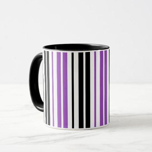 Purple Black White Stripes Pattern Design  Mok (Voorkant links)