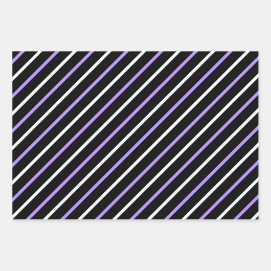 Purple, Black & White Stripes & Polka Dots Fun Inpakpapier Vel (Voorkant 3)
