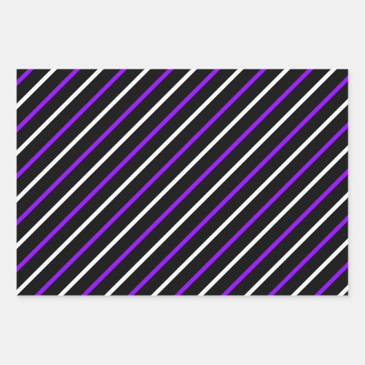 Purple, Black & White Stripes & Polka Dots Fun Inpakpapier Vel (Voorkant)