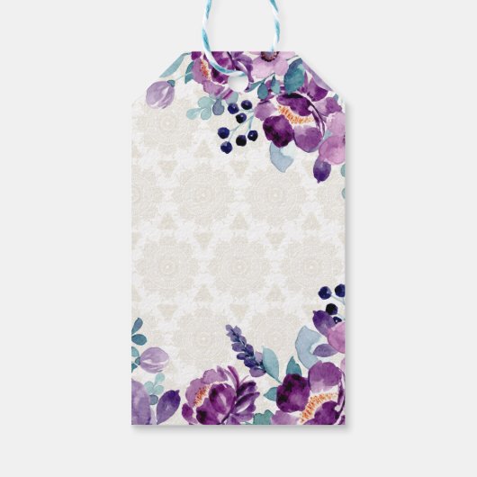 Purple bloemen Tamil Telugu bruiloft Cadeaulabel (Achterkant)