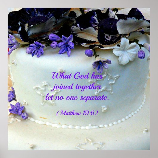 Purple bloemen trouwtaart met Matthew Bible Poster (Voorkant)