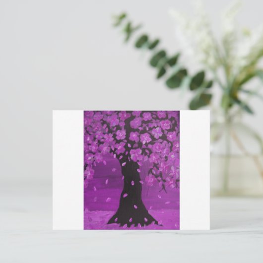 Purple Blossom Tree Design Art Briefkaart (Staand voorkant)