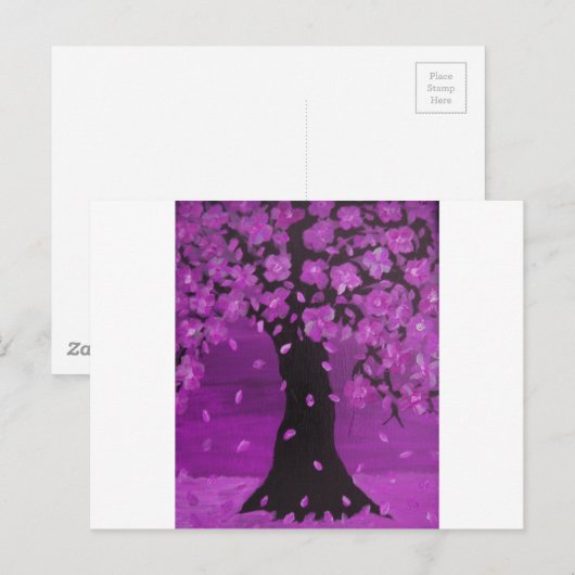 Purple Blossom Tree Design Art Briefkaart (Voorkant / Achterkant)